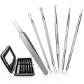 new 6pcs stainless steel washer comedone extractor kit closed loop extractor blackhead remover tool